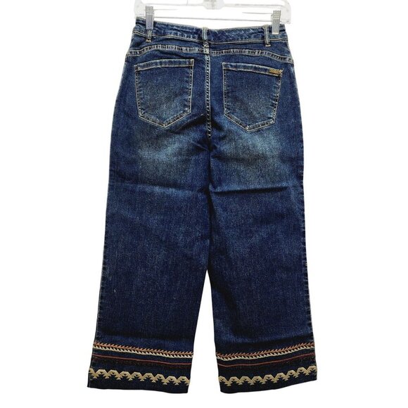 Guy Giuliana Embroidered cropped Ankle Leg Jeans Size 4 Dark Blue - Picture 2 of 15